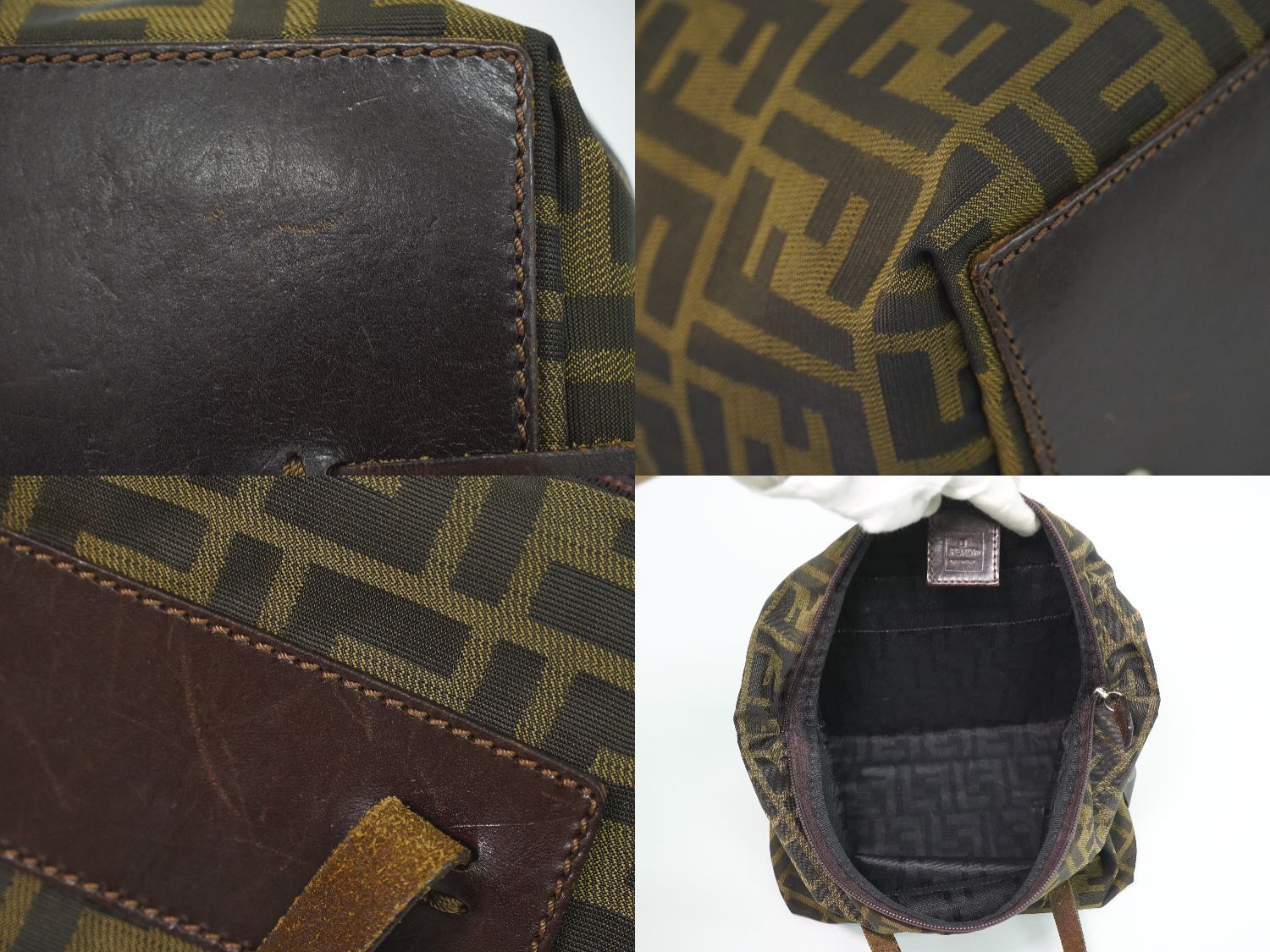 本物 フェンディ FENDI ズッカ トートバッグ ハンドバッグ キャンバス