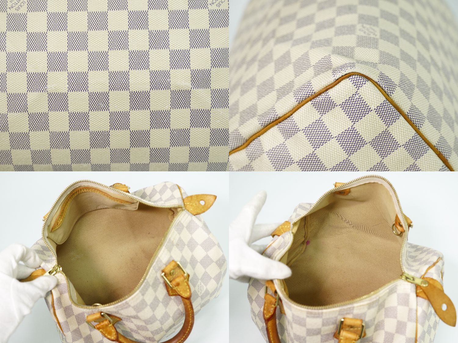 本物 ルイヴィトン LOUIS VUITTON LV スピーディ 30 ダミエ アズール