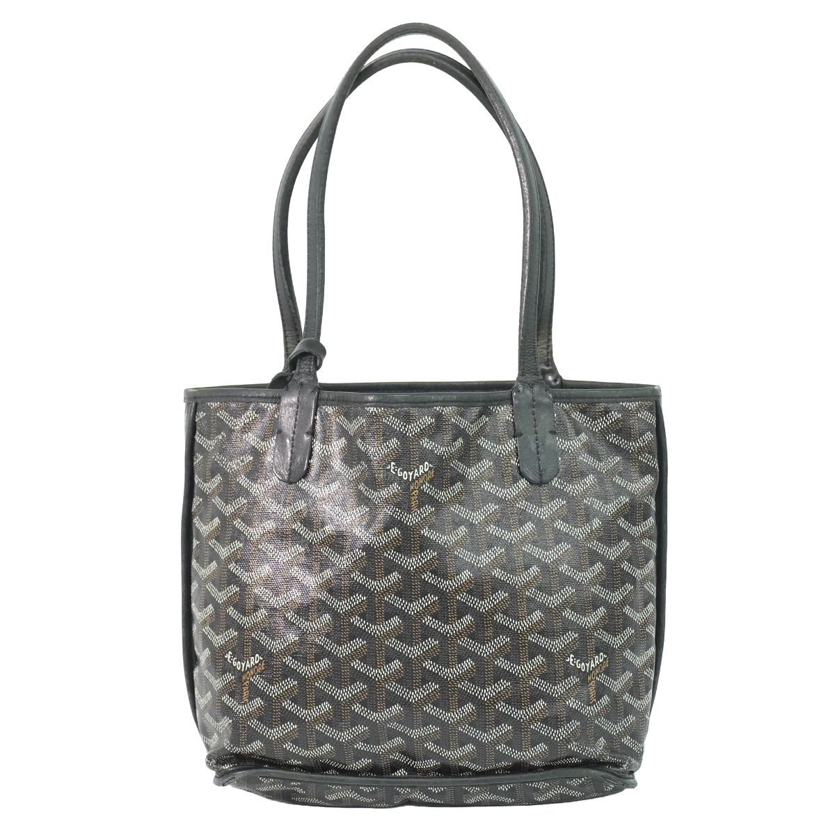 本物 ゴヤール GOYARD アンジュ ミニ リバーシブル トートバッグ ハンドバッグ PVC ブラック Anjou バッグ 中古・