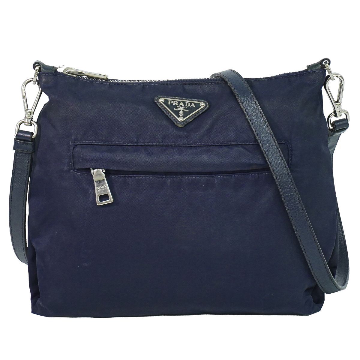本物 プラダ PRADA ナイロン ショルダーバッグ ポシェット ネイビー バッグ 中古・