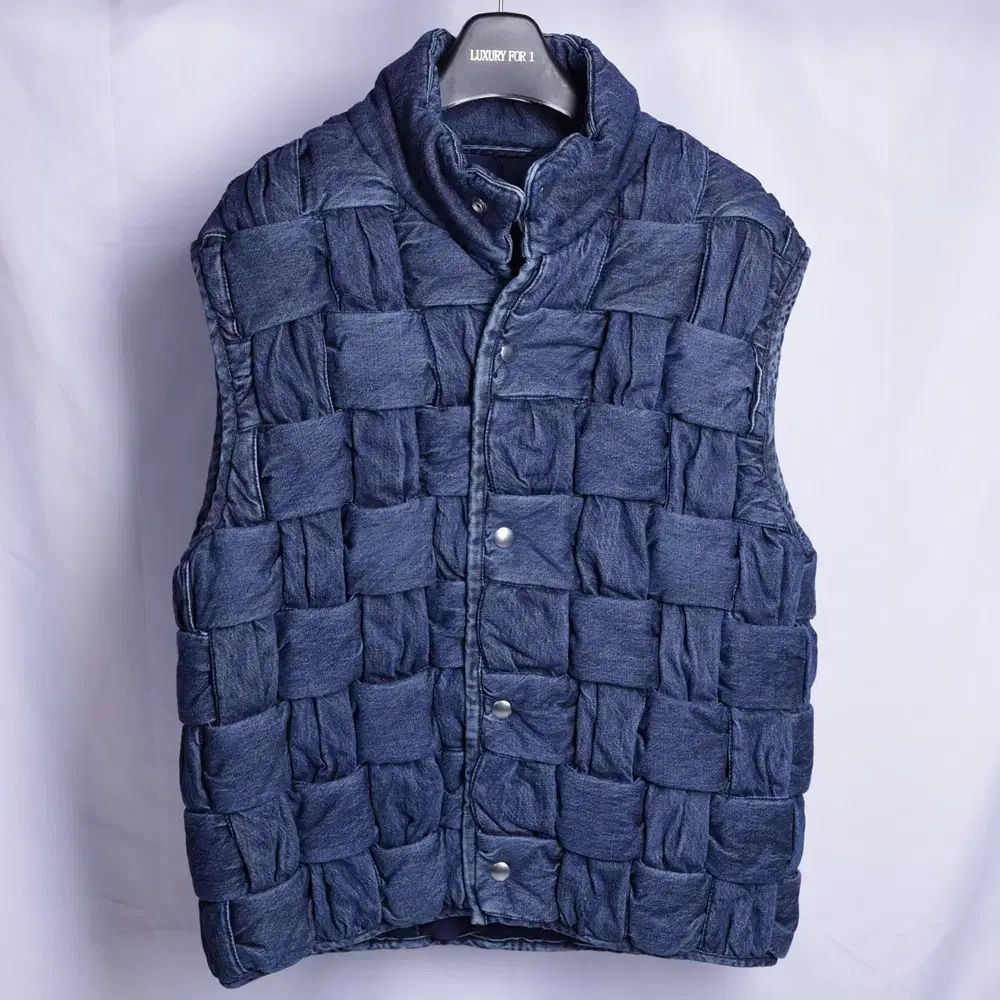 ボッテガ・ヴェネタ イントレチャート デニム ダウン ベスト Indigo Blue