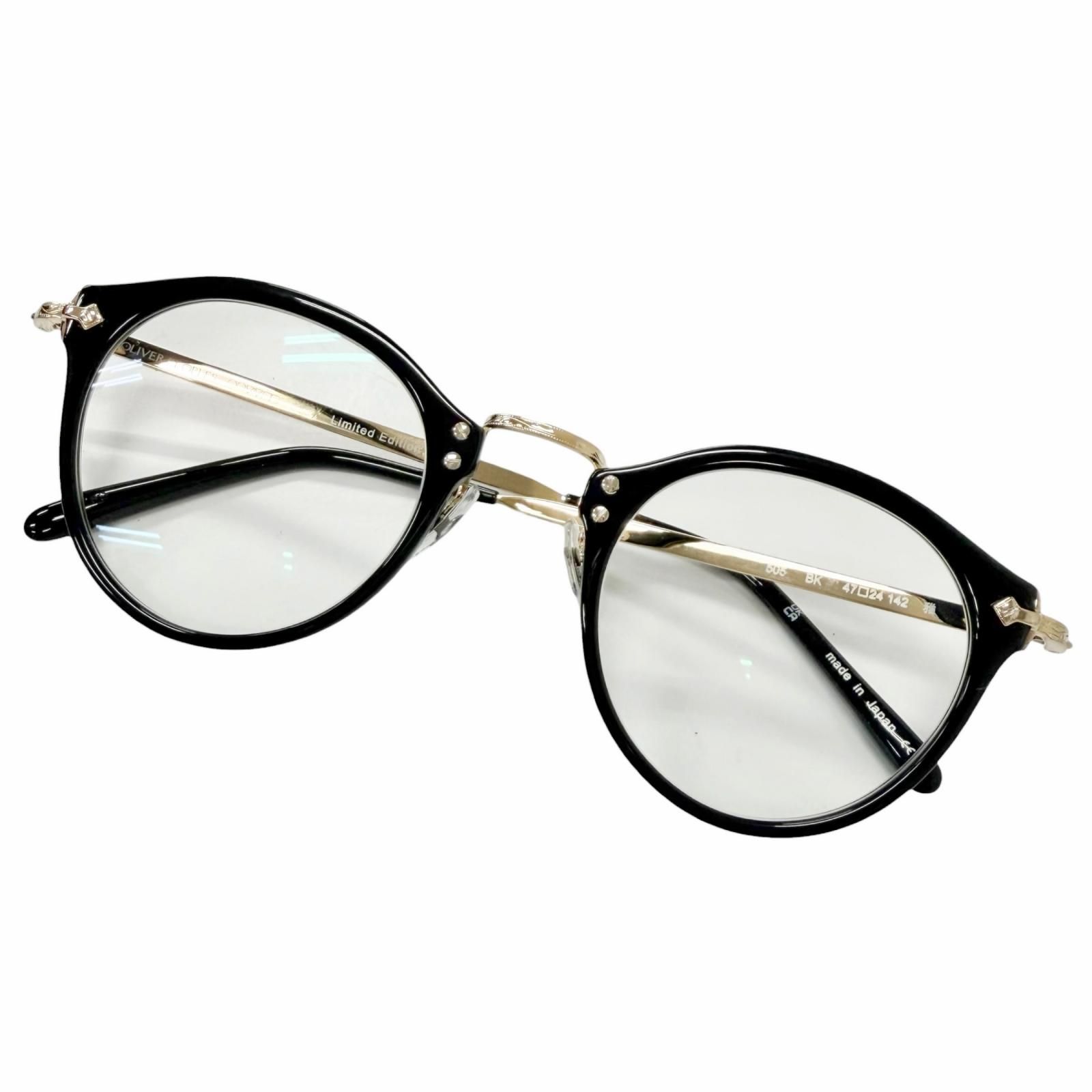 美品□OLIVER PEOPLES オリバーピープルズ 505 Limited Edition 雅 メガネ 眼鏡 アイウェア ブラック ゴールド 47□24-142 日本製 メンズ