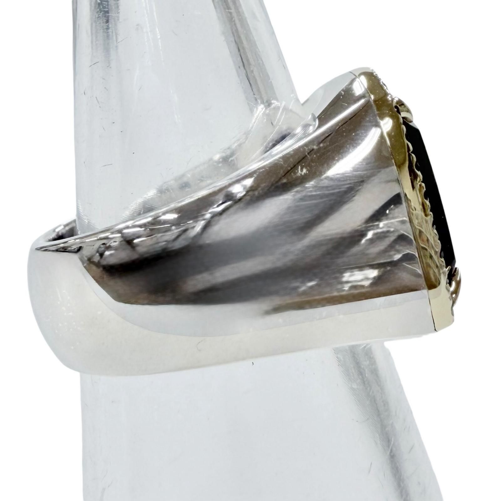 極美品◇TOM WOOD トムウッド 925 9K May Ring Black Onyx Diamond メイ リング ブラックオニキス ダイヤモンド リング 指輪 シルバー ブラック ゴールド 48 JP9号 重量11.3g メンズ 定価185,400円
