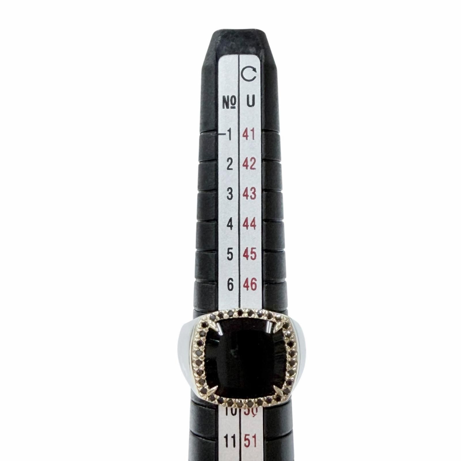 極美品◇TOM WOOD トムウッド 925 9K May Ring Black Onyx Diamond メイ リング ブラックオニキス ダイヤモンド リング 指輪 シルバー ブラック ゴールド 48 JP9号 重量11.3g メンズ 定価185,400円