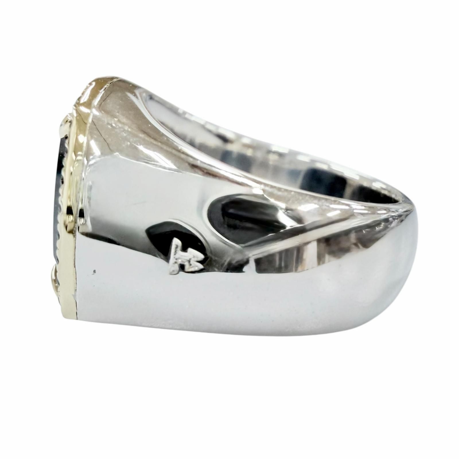 極美品◇TOM WOOD トムウッド 925 9K May Ring Black Onyx Diamond メイ リング ブラックオニキス ダイヤモンド リング 指輪 シルバー ブラック ゴールド 48 JP9号 重量11.3g メンズ 定価185,400円