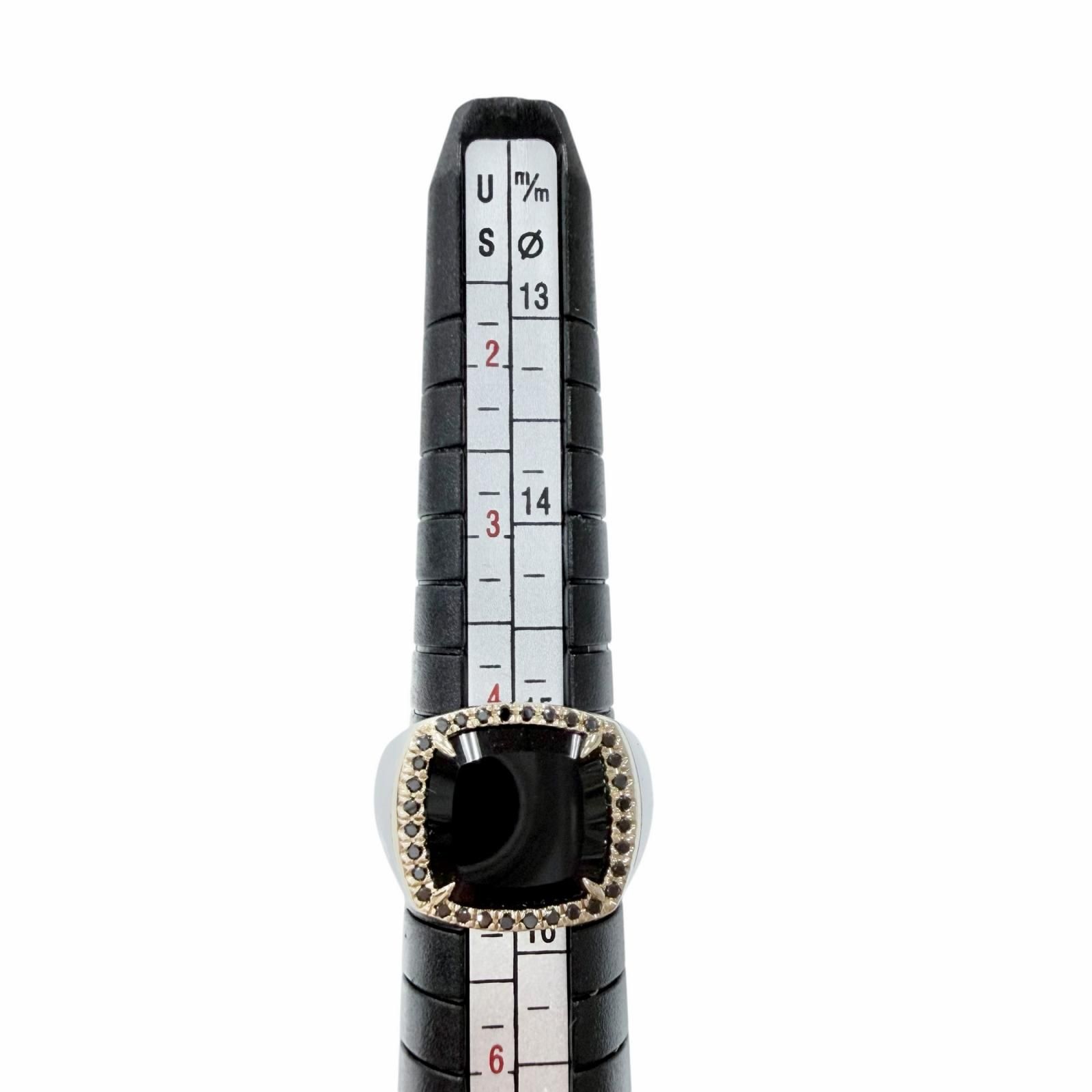 極美品◇TOM WOOD トムウッド 925 9K May Ring Black Onyx Diamond メイ リング ブラックオニキス ダイヤモンド リング 指輪 シルバー ブラック ゴールド 48 JP9号 重量11.3g メンズ 定価185,400円