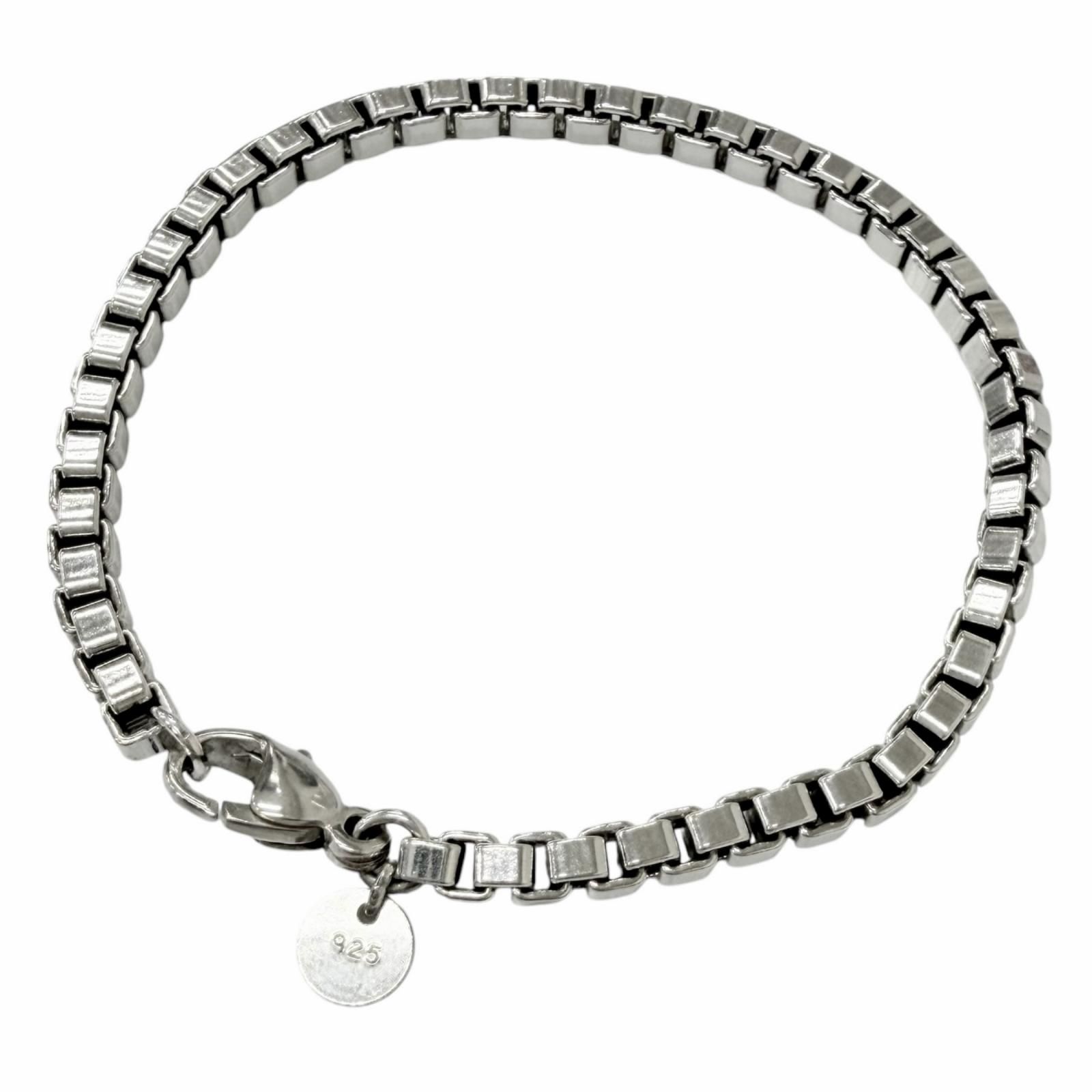 美品□TIFFANY&Co. ティファニー ベネチアン SV925 チェーン ブレスレット アクセサリー シルバー 重量17.1g メンズ レディースオススメ
