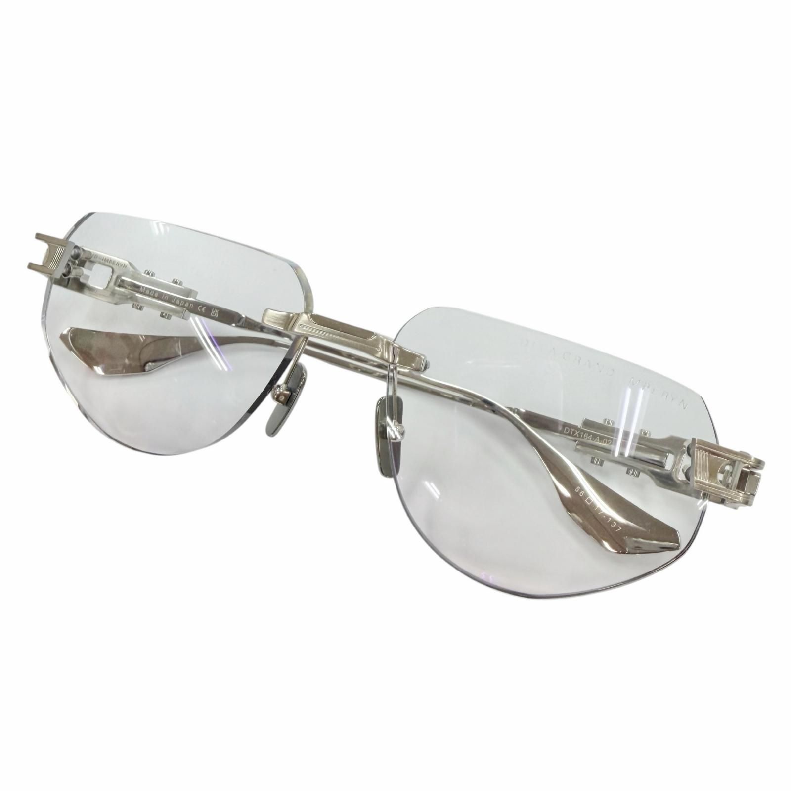 未使用品▲DITA ディータ 24SS DTX164 GRAND-IMPERYN リムレス サングラス シルバー クリアブルー 56□17 137 デモレンズ 日本製 メンズ 箱付き 定価165,000円
