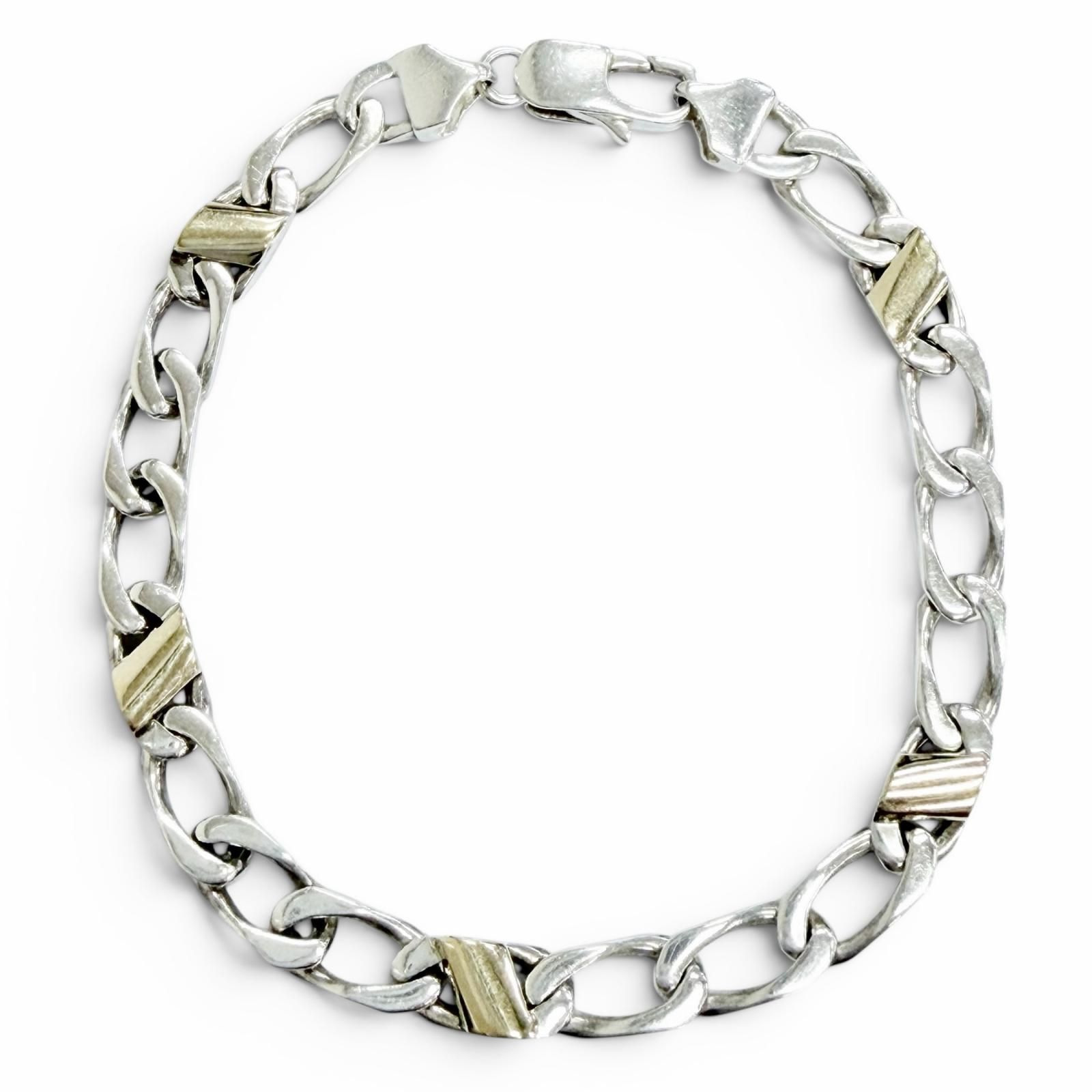 美品△TIFFANY&Co. ティファニー フィガロ 925 750 チェーン ブレスレット 19cm シルバー ゴールド 重量10.7g レディース オススメ◎