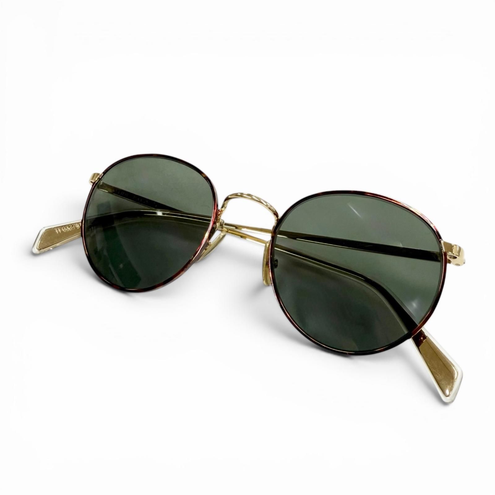 極美品▼CELINE セリーヌ CL40100U マーブル柄 ボストン アイウェア サングラス ブラウン ゴールド レンズ：グリーン 50□21 145 イタリア製 レディース