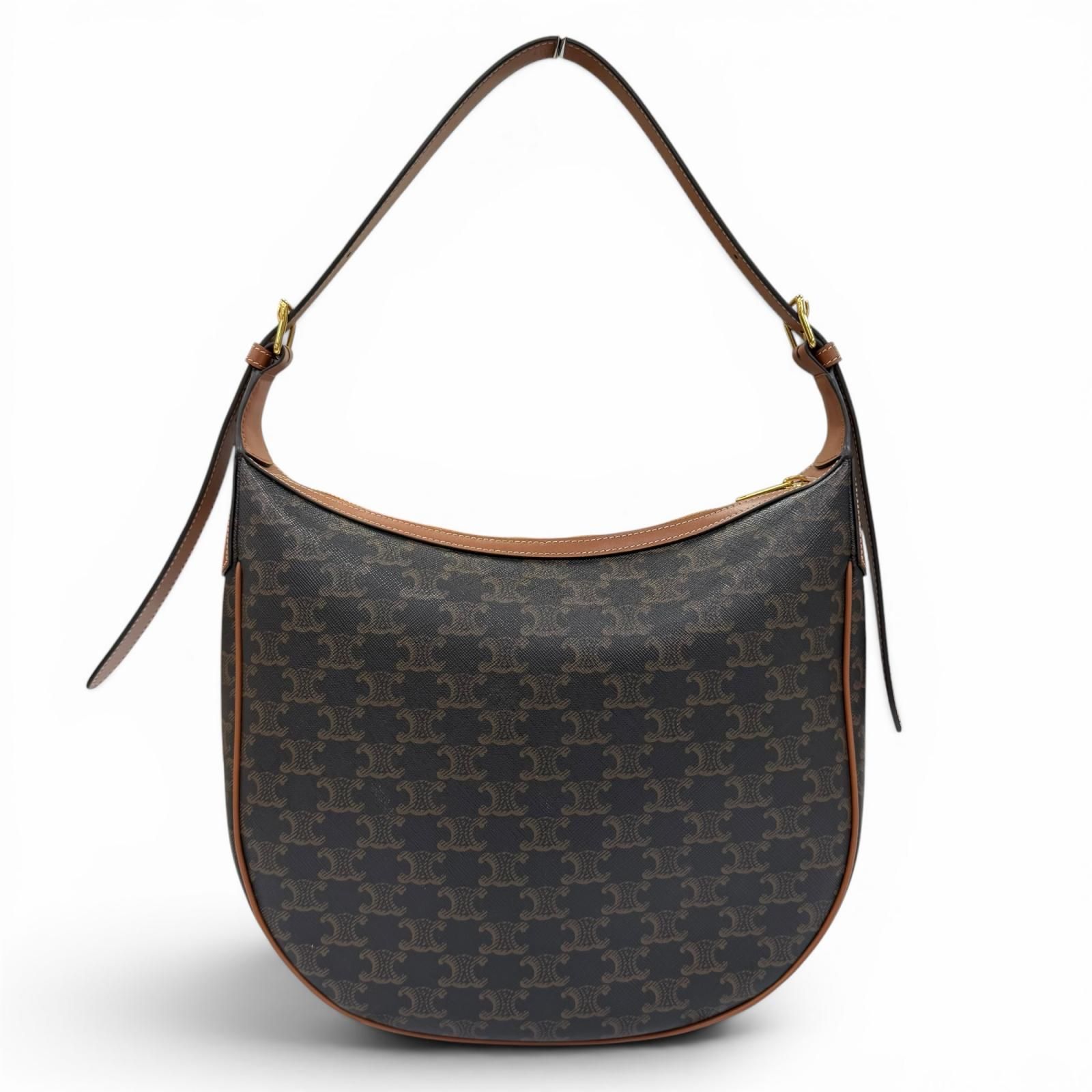 美品☆CELINE セリーヌ ミディアム エロイズ ショルダーバッグ トリオンフキャンバス ハンドバッグ ブラウン イタリア製 レディース 保存袋付き