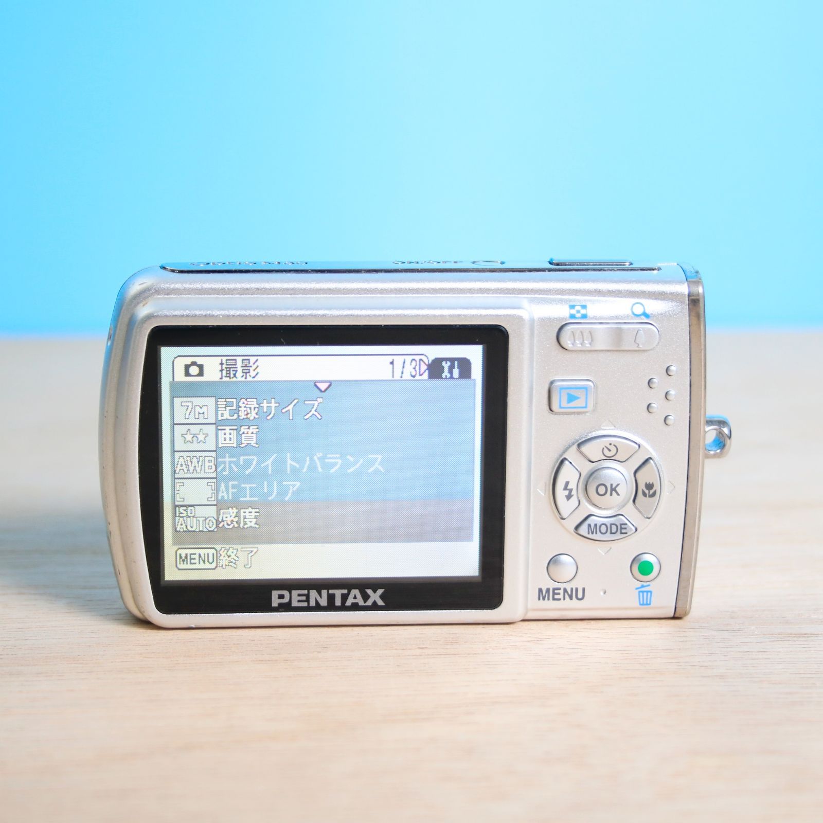 【完動品】PENTAX Optio M30 デジカメ 平成レトロ 完動品❁美品 PENTAX Optio M30 シルバー コンパクトデジタルカメラ