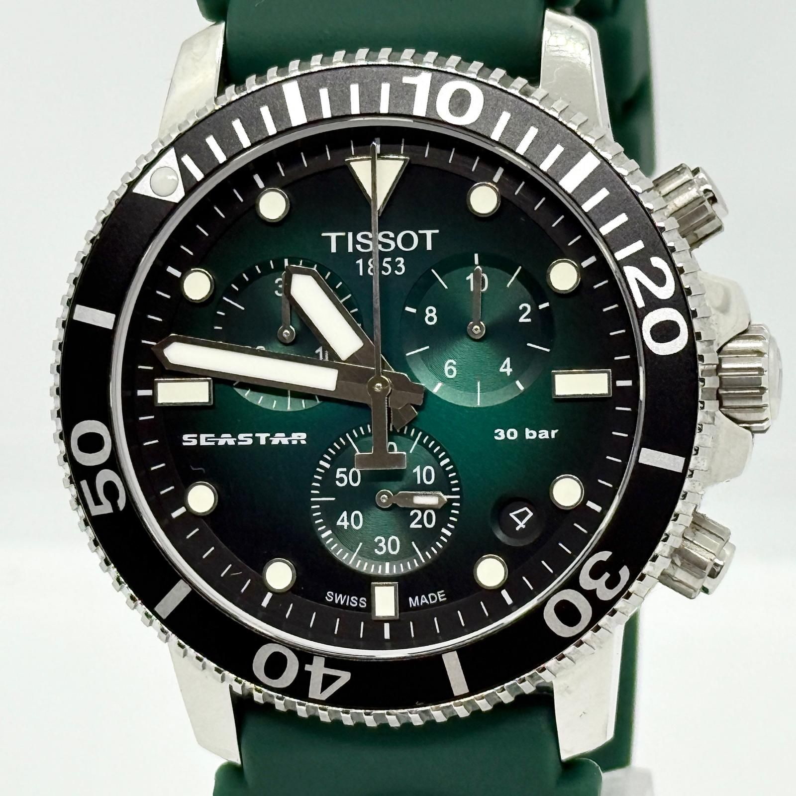TISSOT ティソ SEASTAR シースター T120.417.11.091.00 グリーン QZ メンズ 腕時計 稼働品