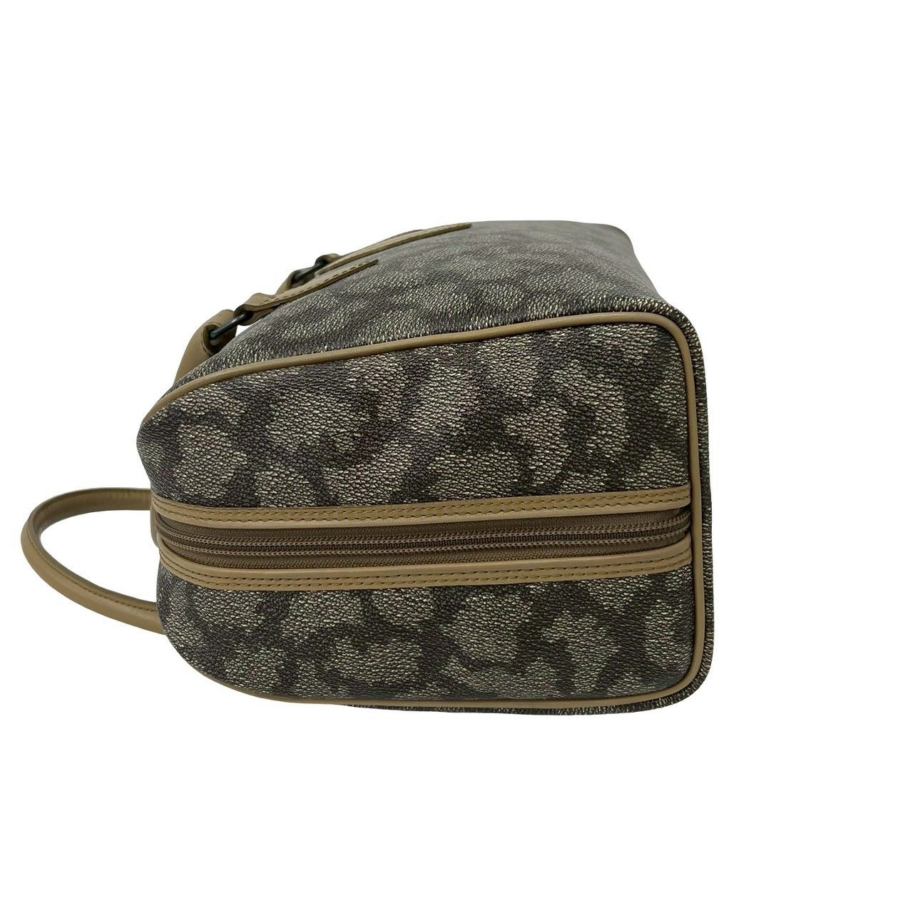 極 美品 YVES SAINT LAURENT イヴサンローラン YSL ロゴ ジラフ 柄 レザー ハンドバッグ ボストンバッグ ベージュ ブラウン 58517