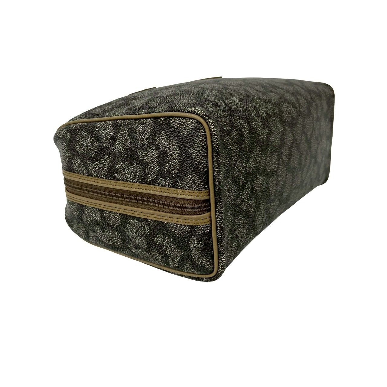 極 美品 YVES SAINT LAURENT イヴサンローラン YSL ロゴ ジラフ 柄 レザー ハンドバッグ ボストンバッグ ベージュ ブラウン 58517