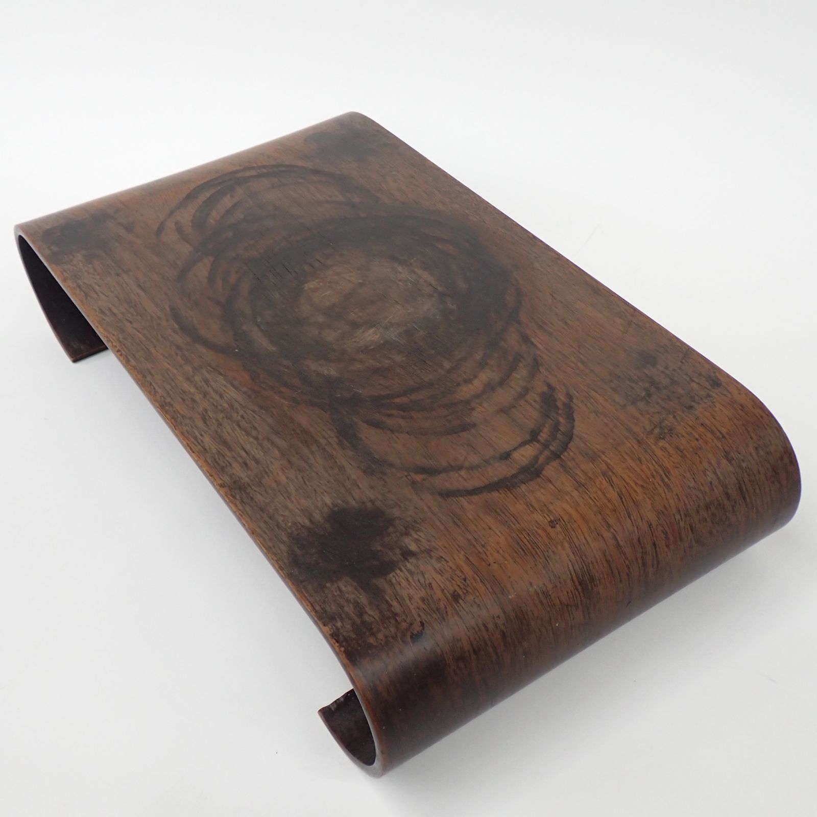 花台 茶道具 飾り台 茶色 巻台 巻き足 55.5×30×高さ12cm 木台#16519 