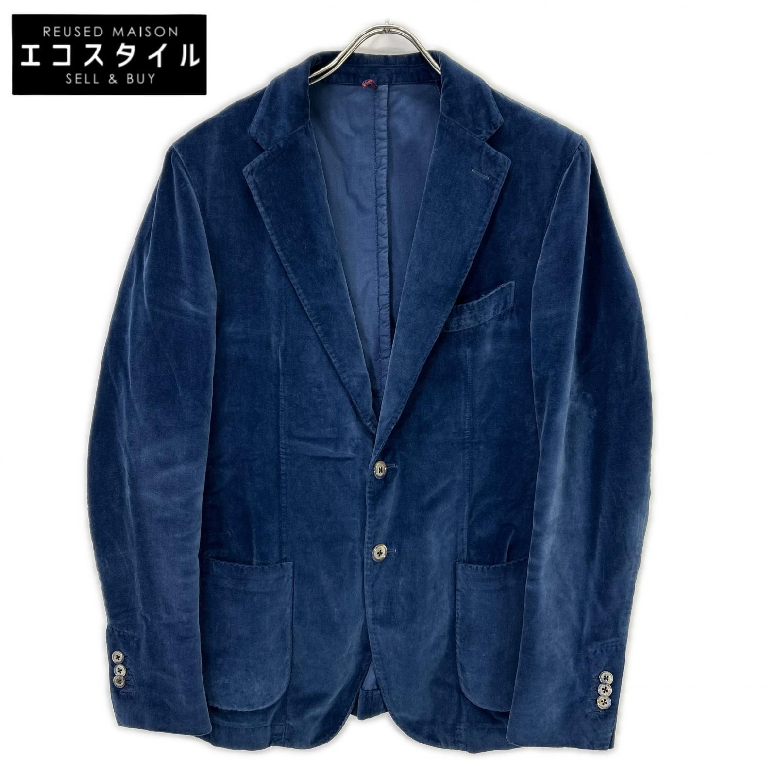 Santaniello サンタニエッロ ブルー GL756MF コットンベロア ジャケット 48 Santaniello サンタニエッロ ブルー GL756MF コットンベロア