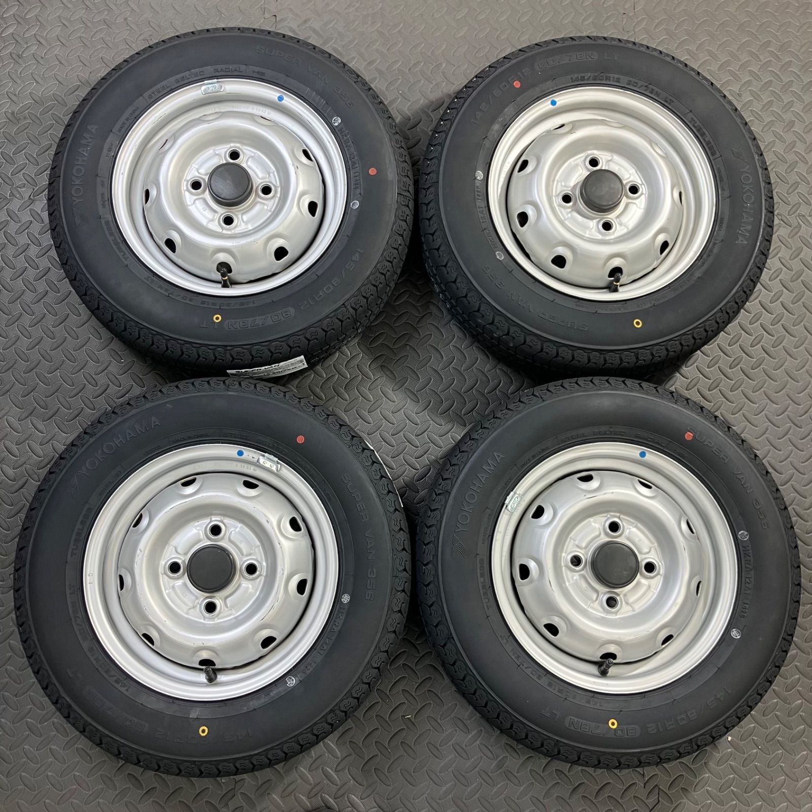 26年製 新品タイヤ 145/80R12 80/78N LT ヨコハマ スーパーバン356 キャリィ エブリィ NV100 スクラムバン 夏タイヤ 4本【1589E】
