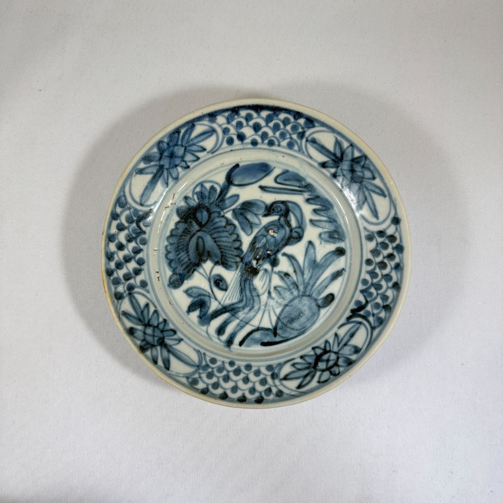 中国陶磁◇呉須手鳳凰文六寸皿◇明時代◇漳州窯