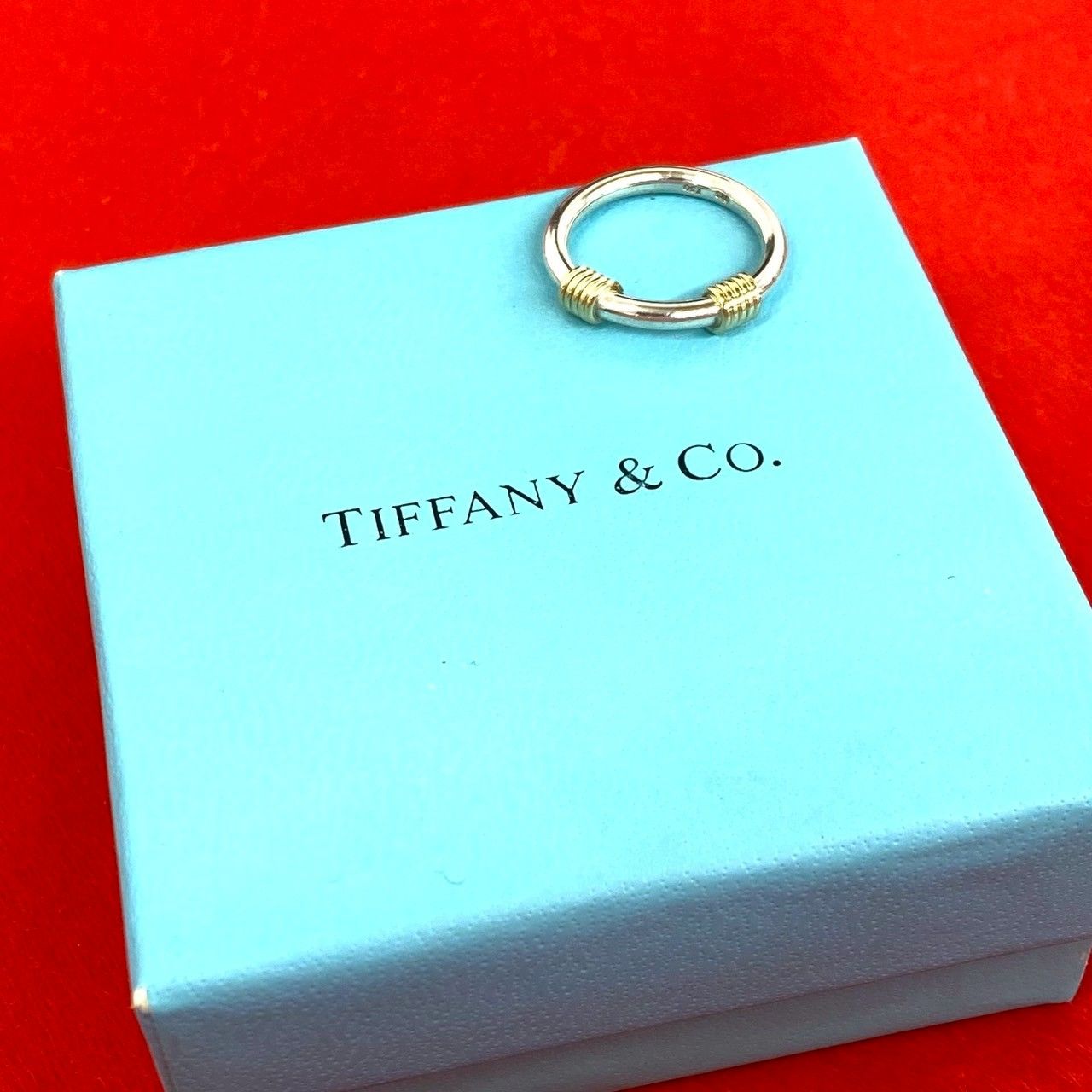 極 美品 TIFFANY&Co. ティファニー バンドウィズ 2 ワイヤー リング シルバー925 K18イエローゴールド 10号 指輪 シルバー ゴールド 34684