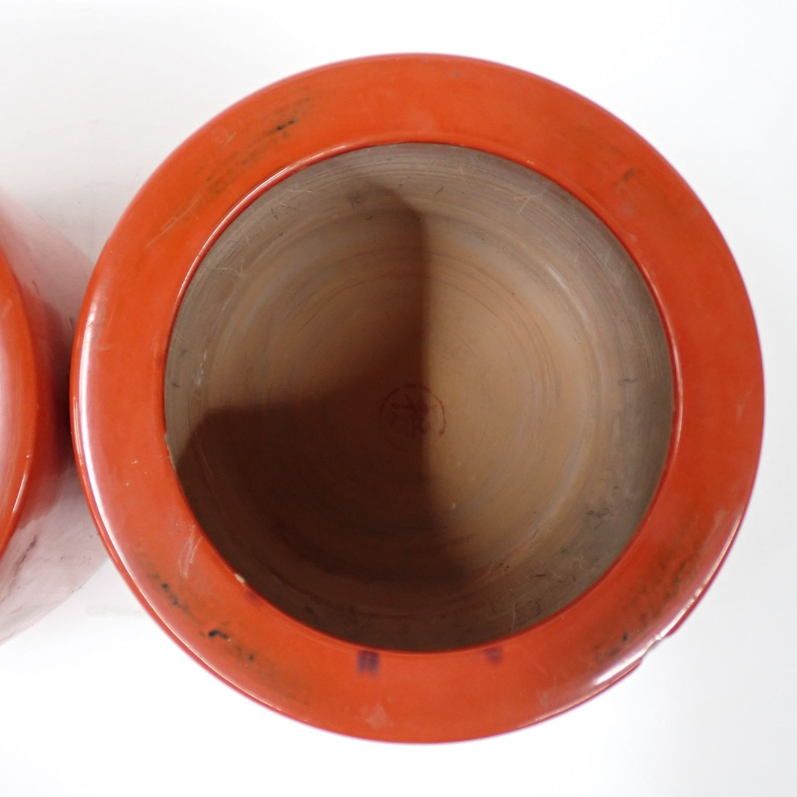 火鉢 陶器製 赤 直径約25×高さ約25cm 2個セット 陶器#16526 - メルカリ