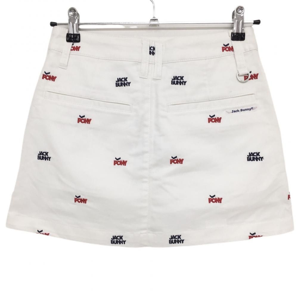 美品】ジャックバニー スカート 白×ネイビー 刺しゅうロゴ柄 ポケット