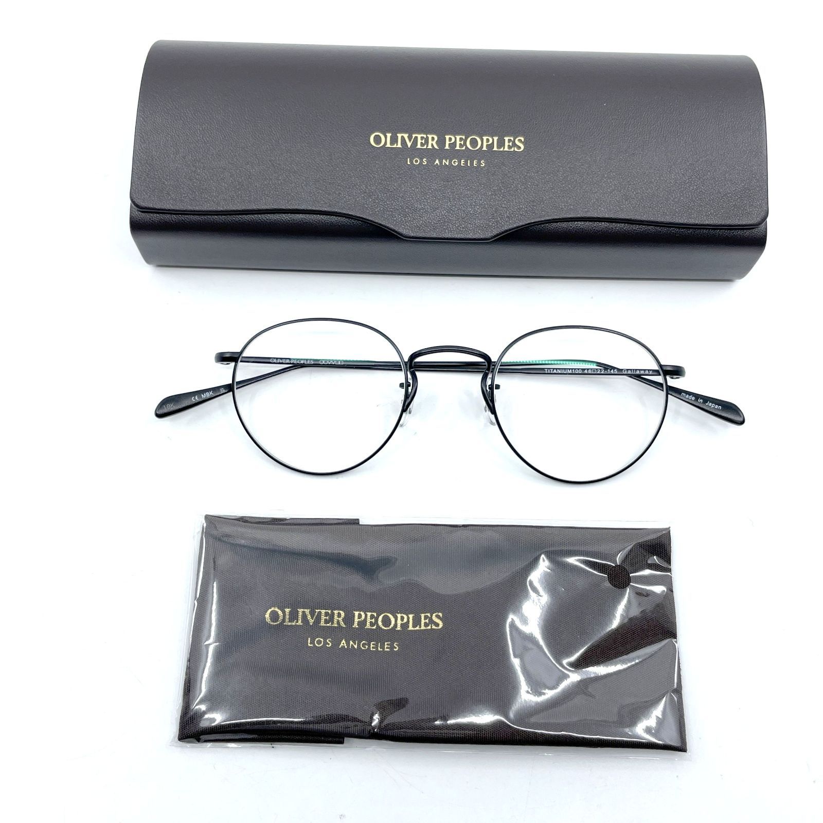 Oliver Peoples オリバーピープル GALLAWAY　TITANIUM100　チタン　ボストンフレーム　ブラック　46□22-145　度付き