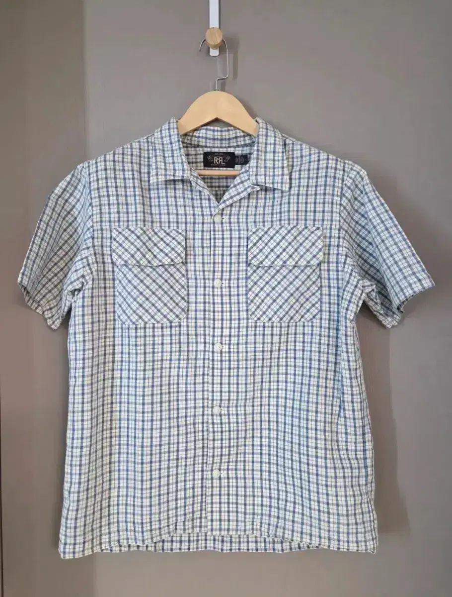 RRL(ダブルアールエル) リネン ブルー CHECK シャツ M