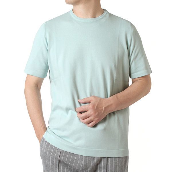 26SSモデル グランサッソ GRAN SASSO 12ゲージソフトコットン ニットＴシャツ【602 AQUA MINT】 58138 18120 602 AQUA MINT/【2026SS】m-tops