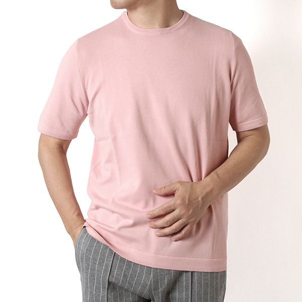 26SSモデル グランサッソ GRAN SASSO 12ゲージソフトコットン ニットＴシャツ【216 PINK】 58138 18120 216 PINK/【2026SS】m-tops