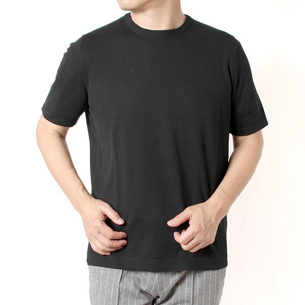 26SSモデル グランサッソ GRAN SASSO 12ゲージソフトコットン ニットＴシャツ【099 BLACK】 58138 18120 099 BLACK/【2026SS】m-tops