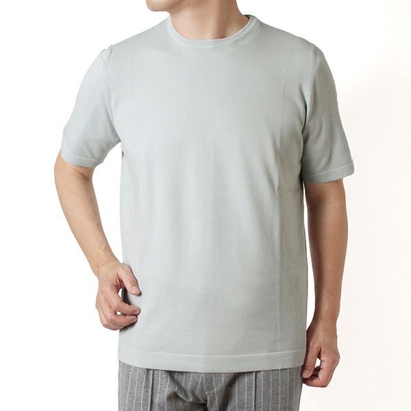 26SSモデル グランサッソ GRAN SASSO 12ゲージソフトコットン ニットＴシャツ【050 LIGHT GRAY】 58138 18120 050 LIGHT GRAY/【2026SS】m-tops
