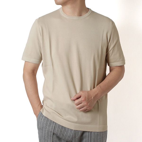 26SSモデル グランサッソ GRAN SASSO 12ゲージソフトコットン ニットＴシャツ【012 BEIGE】 58138 18120 012 BEIGE/【2026SS】m-tops
