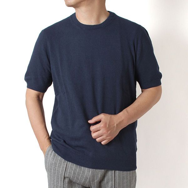 26SSモデル グランサッソ GRAN SASSO パイルＴシャツ【590 NAVY】 57152 22106 590 NAVY/【2026SS】m-tops
