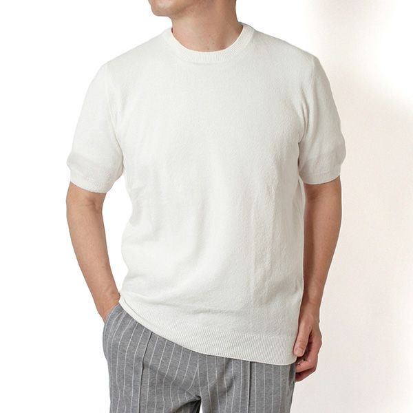 26SSモデル グランサッソ GRAN SASSO パイルＴシャツ【001 WHITE】 57152 22106 001 WHITE/【2026SS】m-tops
