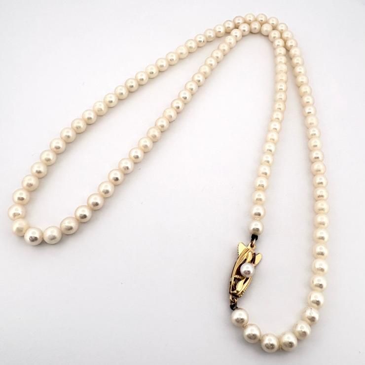 MIKIMOTO パール 真珠 ネックレス K14YG 5mm 鑑定済み 正規品 ミキモト 