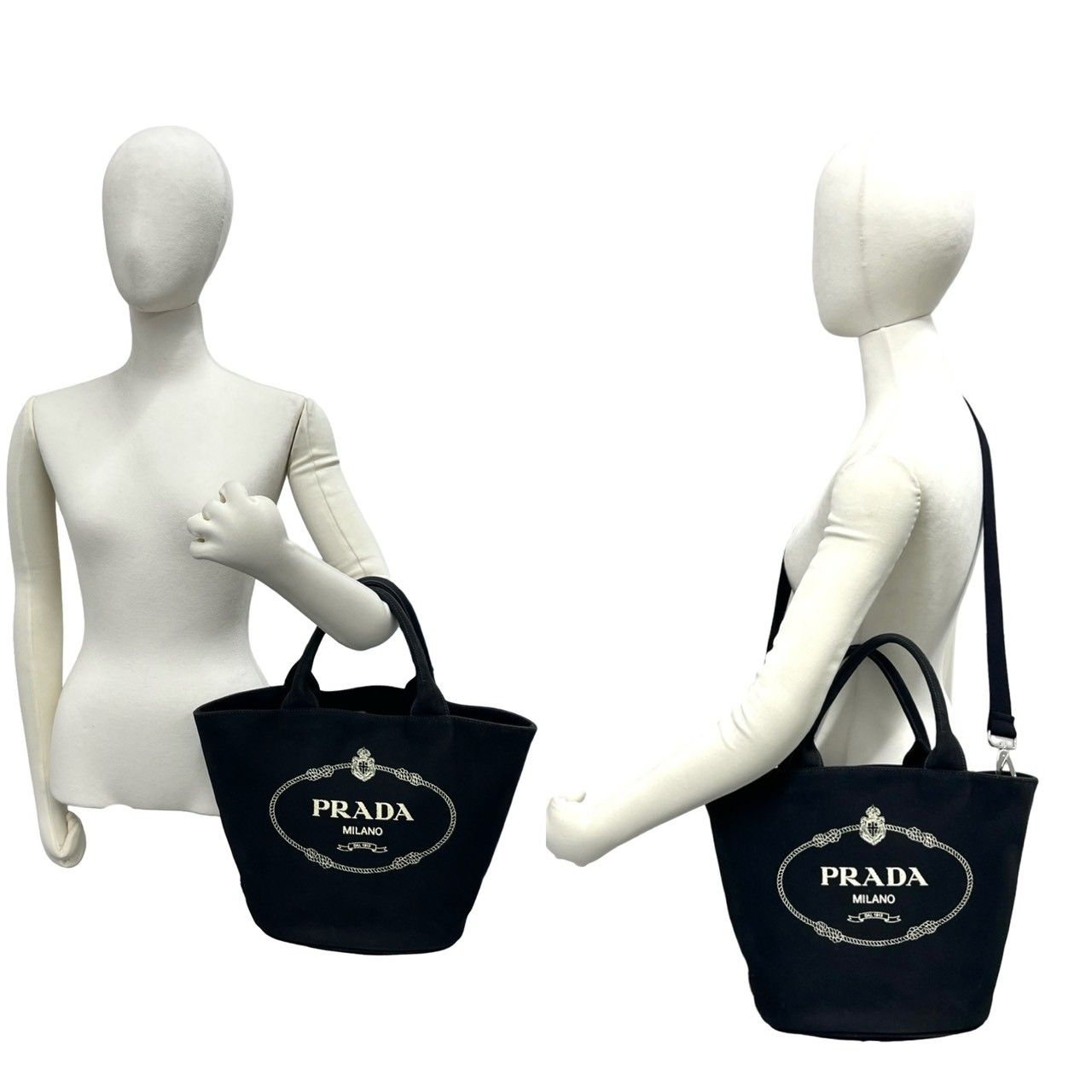 極 美品 PRADA プラダ カナパ ロゴ キャンバス 2way トートバッグ 