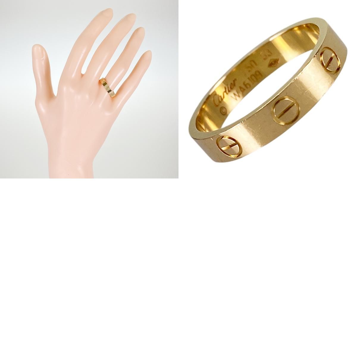カルティエ ミニラブリング 13号 YG ダイヤ 13 53 K18YG カルティエ Cartier ミニラブ K18YG 13号(53) リング sss【中古