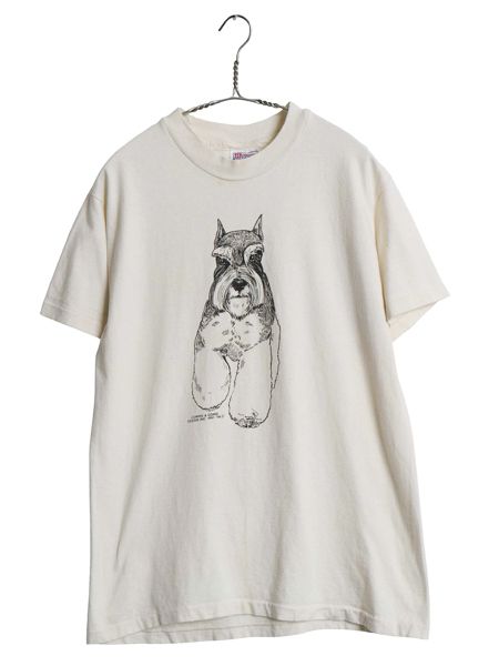 90s USA製 ドッグ イラスト 両面 プリント Tシャツ メンズ レディース M 古着 オールド アニマル アート キャラクター シングルステッチ 犬