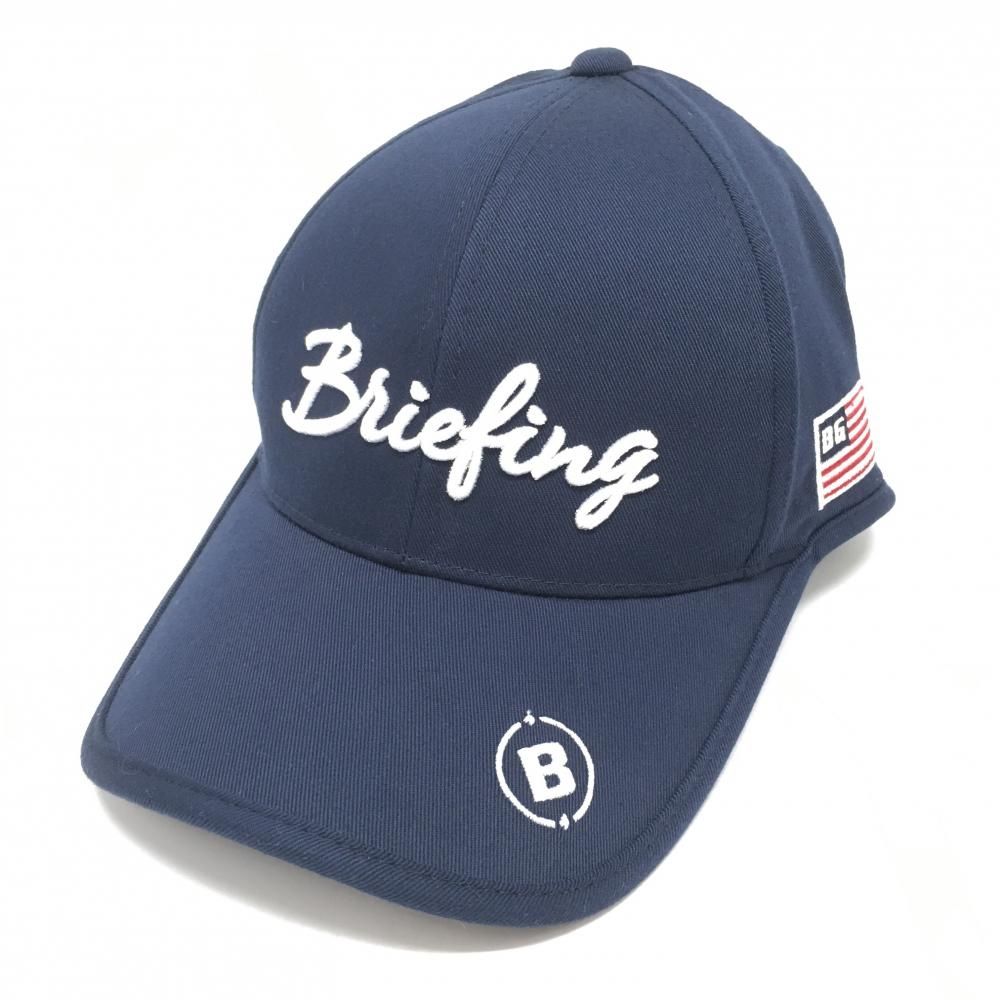 【超美品】ブリーフィング キャップ ネイビー×白 立体ロゴ FREE   ゴルフウェア 2024年モデル BRIEFING 超美品】ブリーフィング キャップ ネイビー×白 立体ロゴ FREE ゴルフ