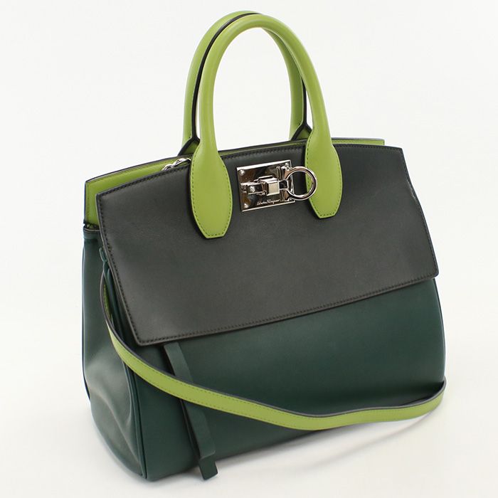 FERRAGAMO フェラガモ 2WAY ガンチーニ 21 H159 トートバッグ カーフ【中古】 レディース