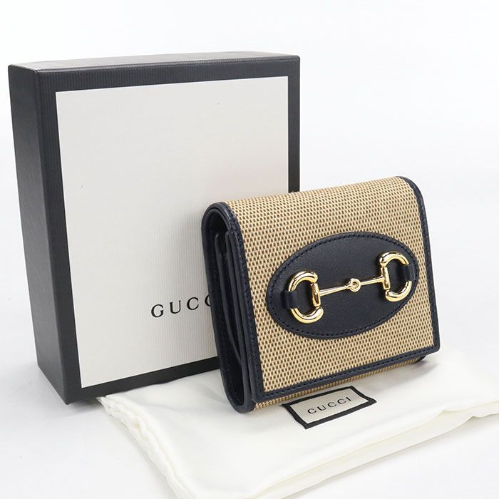 GUCCI グッチ ホースビット 621891 二つ折り財布 キャンバス/レザー【中古】 レディース