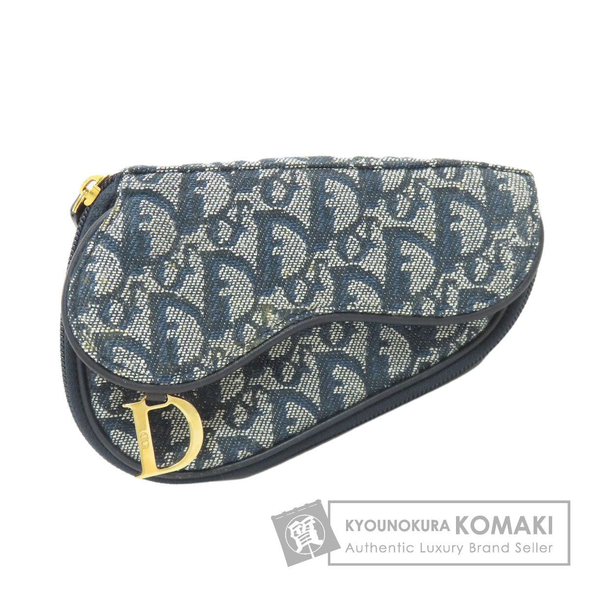 CHRISTIAN DIOR クリスチャンディオール サドル トロッター柄 化粧ポーチ キャンバス レディース [中古]