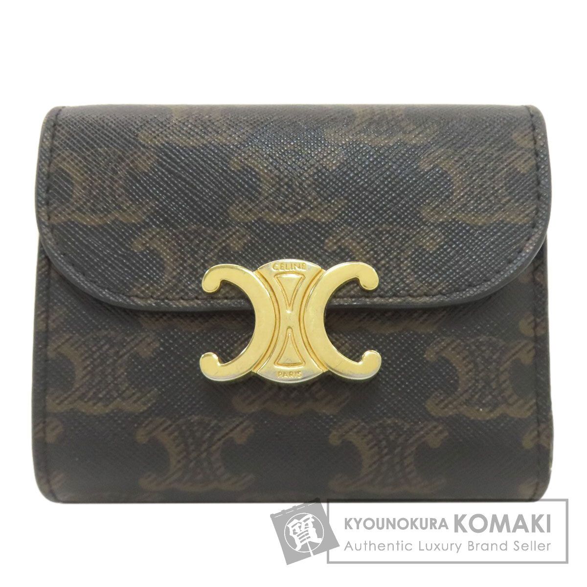 CELINE セリーヌ トリオンフ フラップ 三つ折り財布（小銭入れあり） PVC レディース [中古]