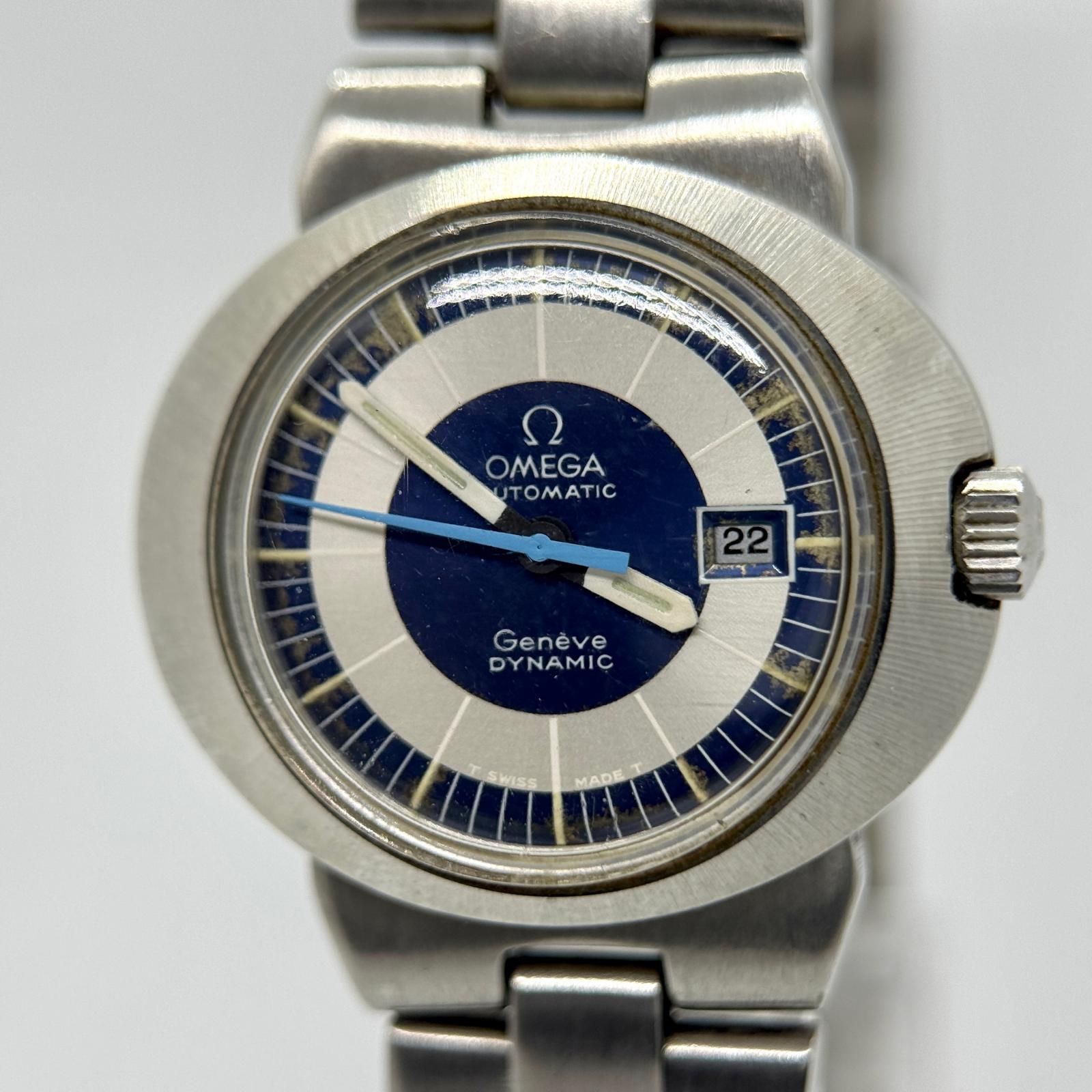 OMEGA オメガ Geneve ジュネーブ ダイナミック シルバー×ブルー AT レディース 腕時計 稼働品