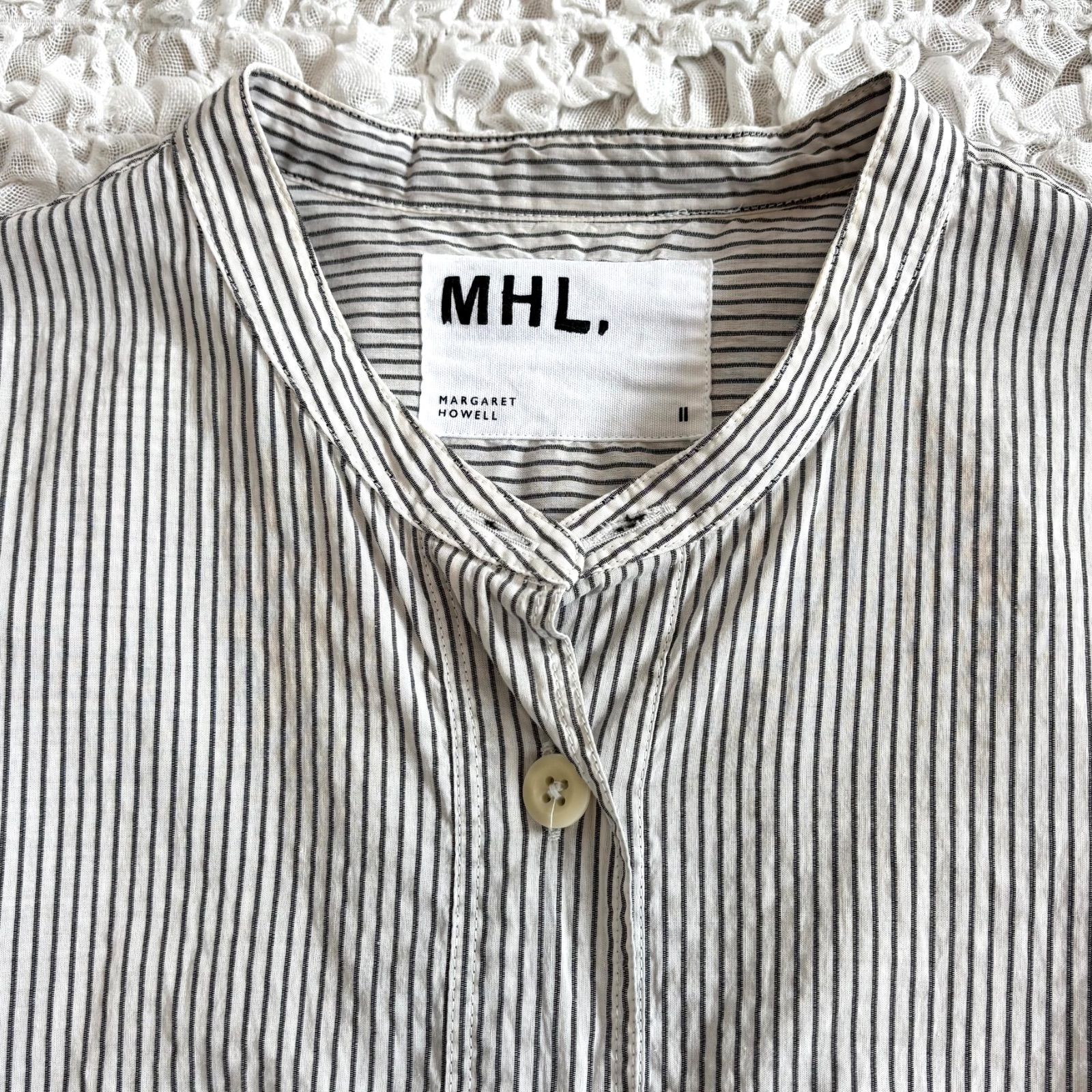 MHL. COTTON LINEN STRIPE S/S SHIRTS コットンリネン ストライプ