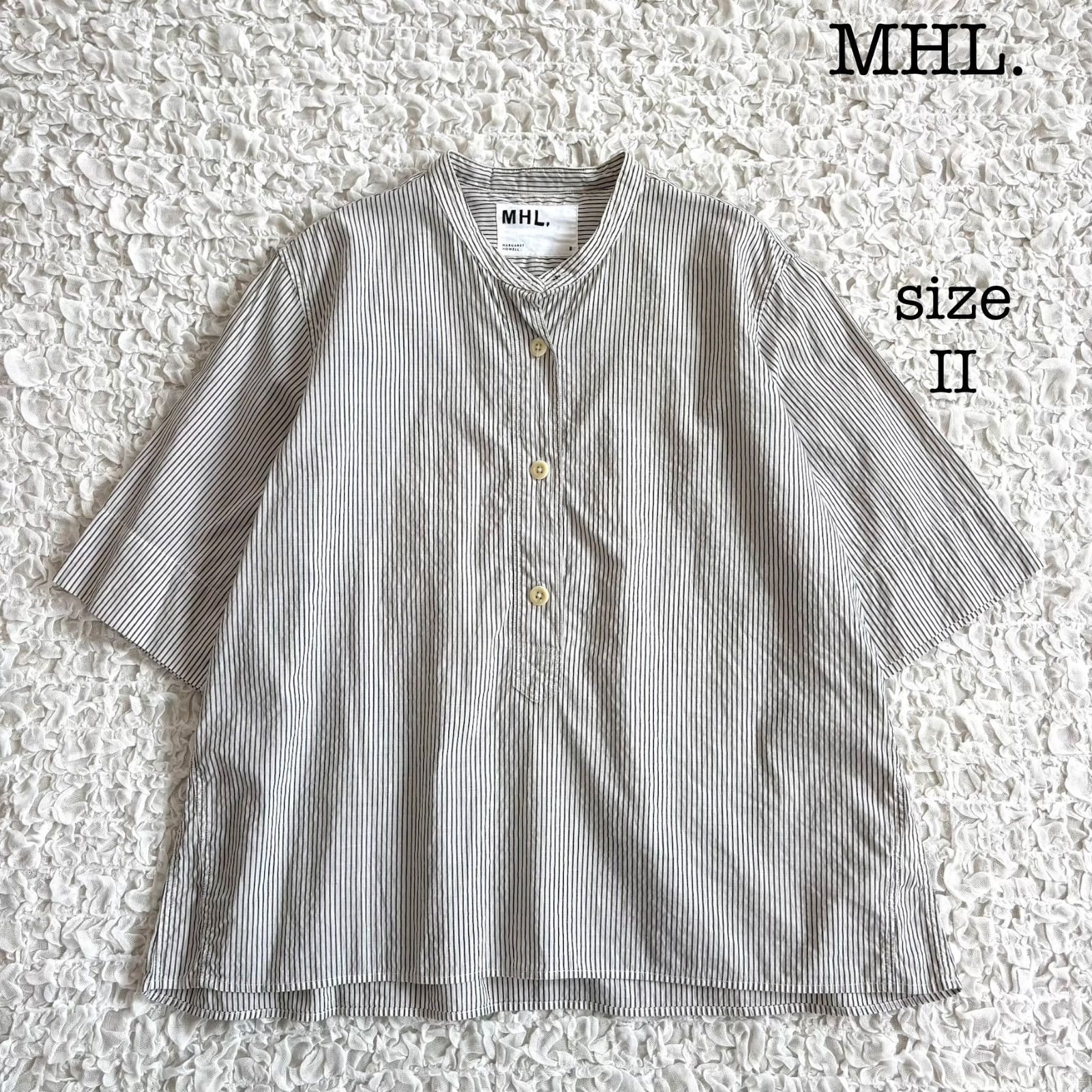 MHL. COTTON LINEN STRIPE S/S SHIRTS コットンリネン ストライプ