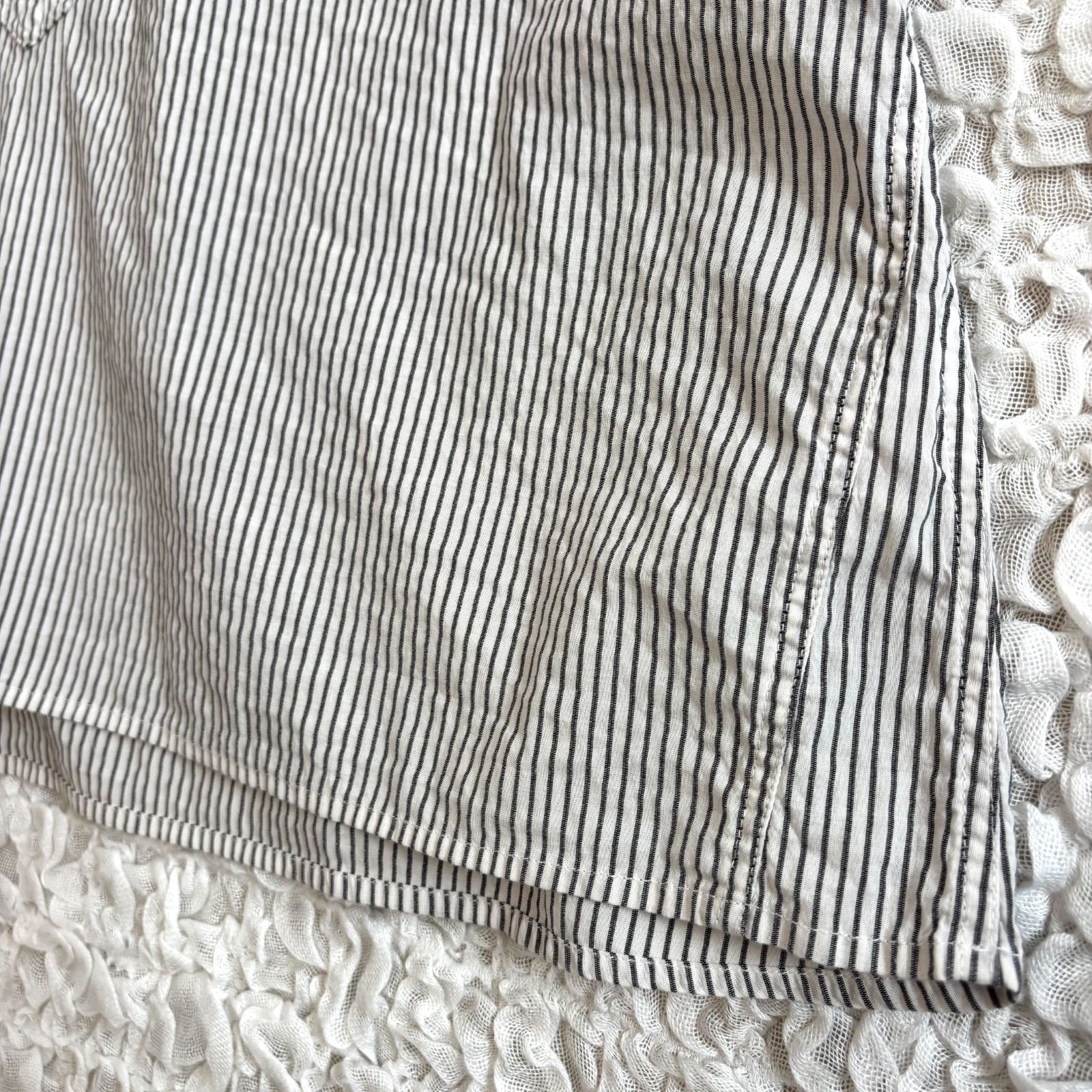 MHL. COTTON LINEN STRIPE S/S SHIRTS コットンリネン ストライプ