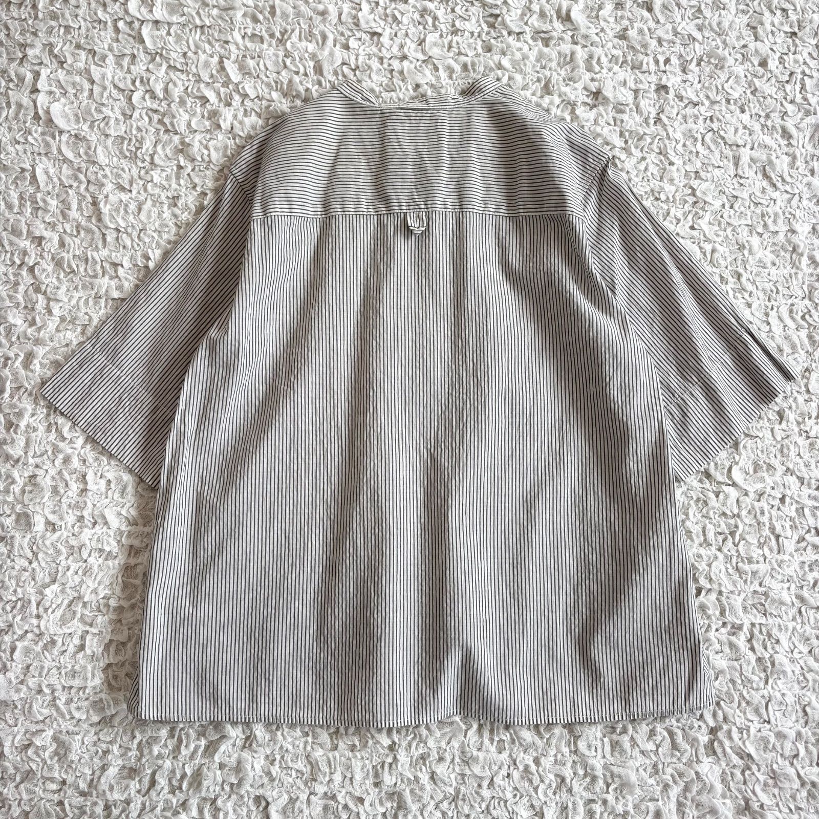 MHL. COTTON LINEN STRIPE S/S SHIRTS コットンリネン ストライプ
