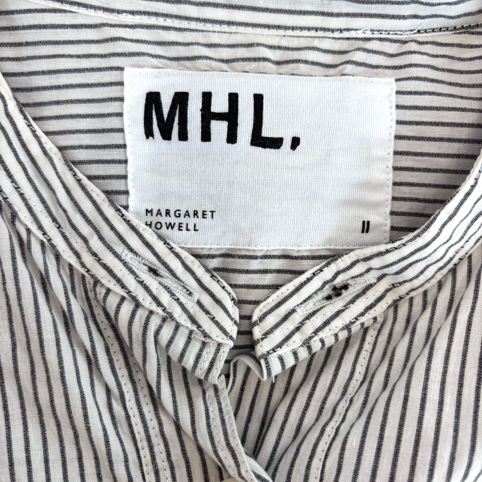 MHL. COTTON LINEN STRIPE S/S SHIRTS コットンリネン ストライプ